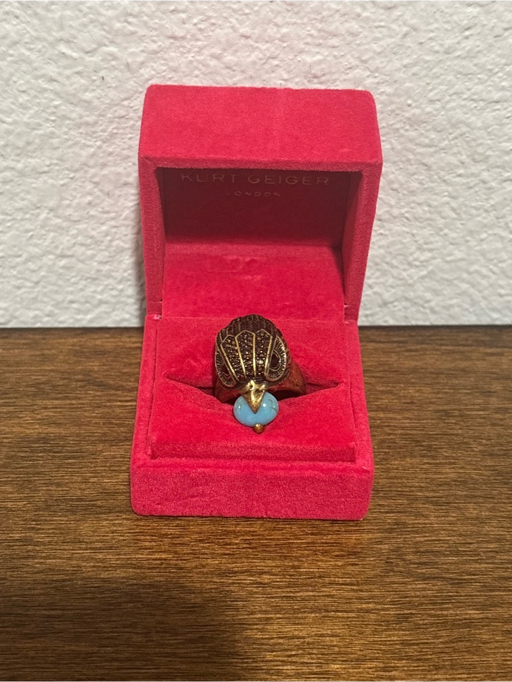 Kurt Geiger Gold-Tone Ring with Blue Stone Accent